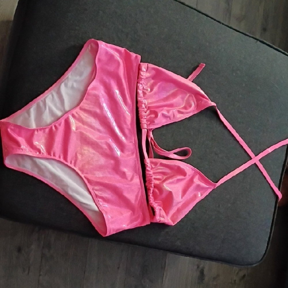 Shiny Hot Pink Bikini Set